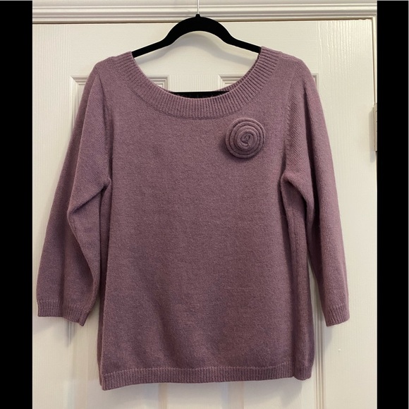 NWT AXCESS A Liz Claiborne Angora Rabbit/Lamb Wool Blend Purple Sweater Sz L - Picture 1 of 10